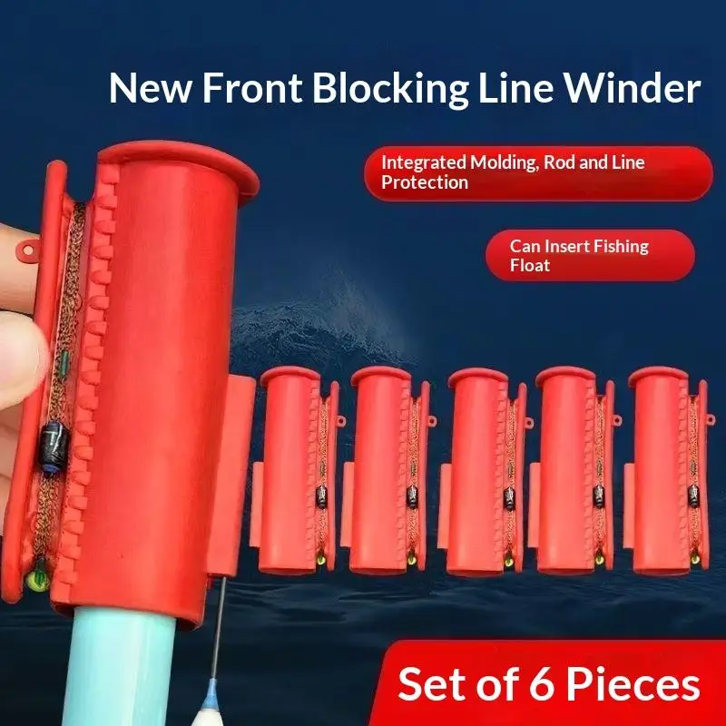 SU 5Pcs/Set High Elasticity Fishing Rod Plug Fishing Line Winder Red Take-up Fishing Tackle Accessories Silicone
