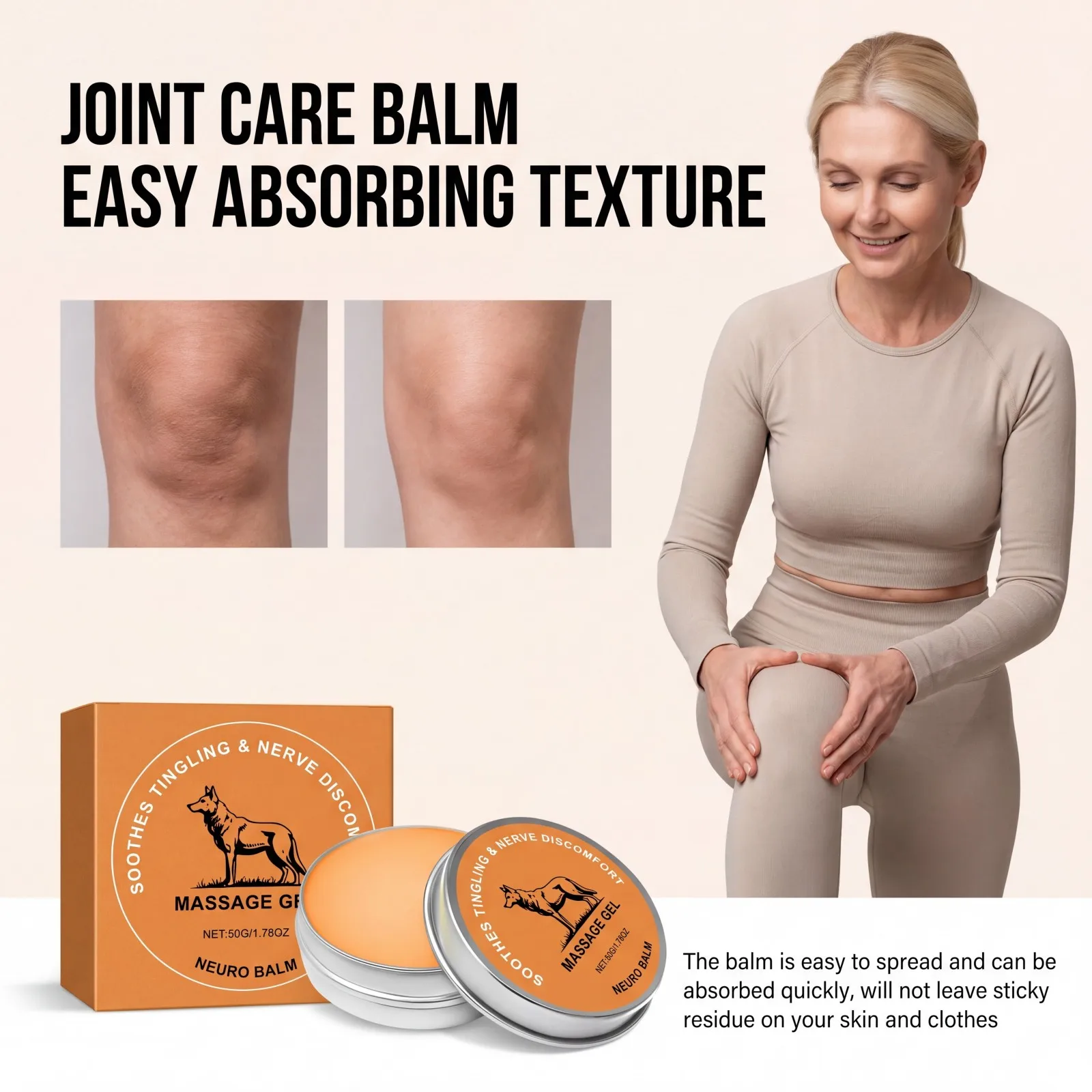 Joint Care Balm Body Moisturizing Cream Massage Gel Non Greasy Quick Absorption Daily Skin Care Nerve-Relief Balmdeeply 50g