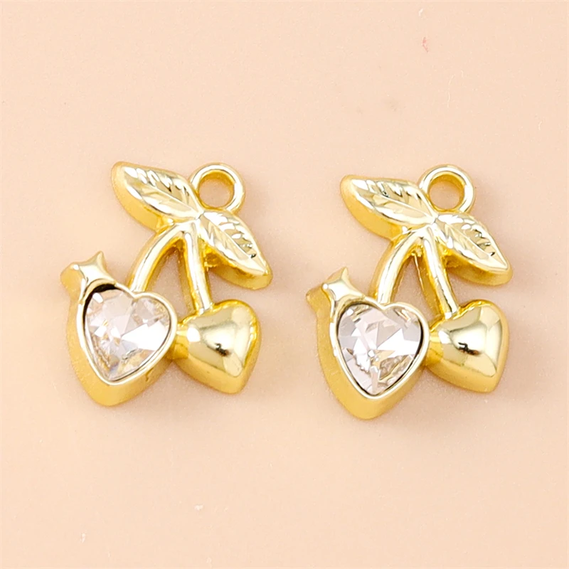 5 Stück 10x12mm Niedliche Mini-Kristall-Frucht-Kirschanhänger für die Herstellung von Halsketten, Ohrringen, Armbändern, DIY-Bastelarbeiten, Schmuckzubehör – Detail 6