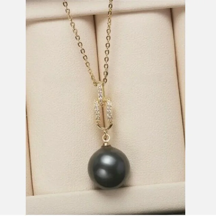 AAA 12mm natural Australian south sea golden shell pearl pendant necklace