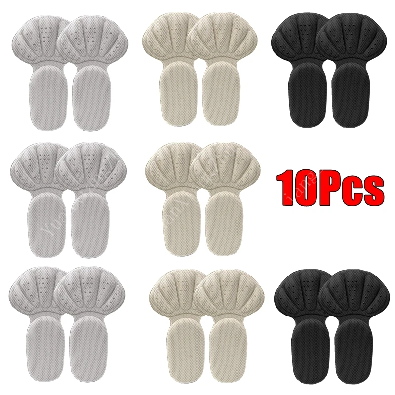 10Pcs Heel Stickers Sneakers Heel Protection Feet Pads Pain Relief Size Reducer Non-slip Shoes Insoles T-Shaped Foot Care Pad