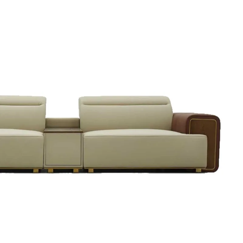 Simple multi-person coffee table combination office business leather sofa VIP reception conference hall living room sofa
