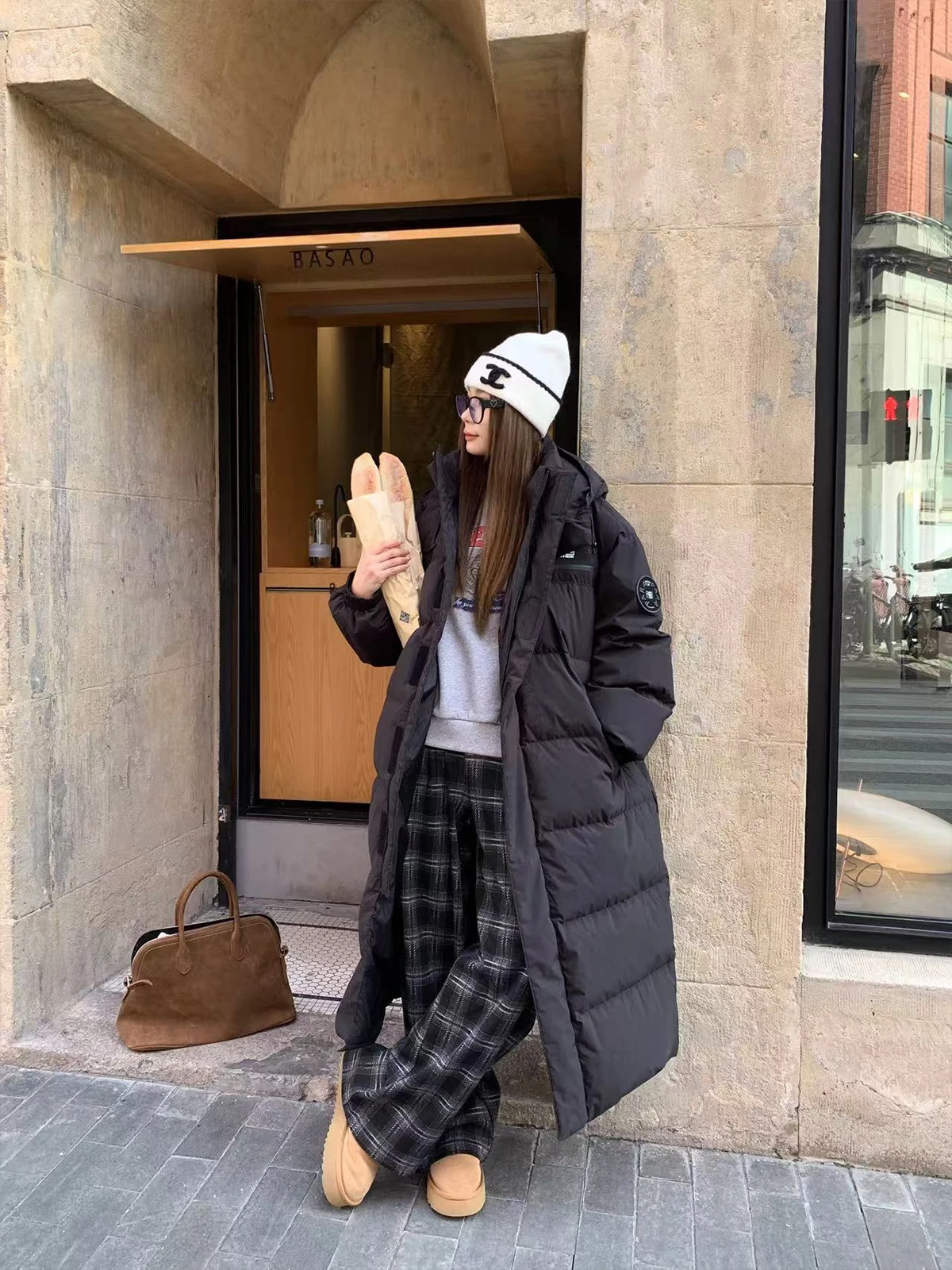 

Snowy Field Milk Long Hooded down Jaet Women Thiened Winter New Sle Two-Color Outerwear Commute Sle Korean Version