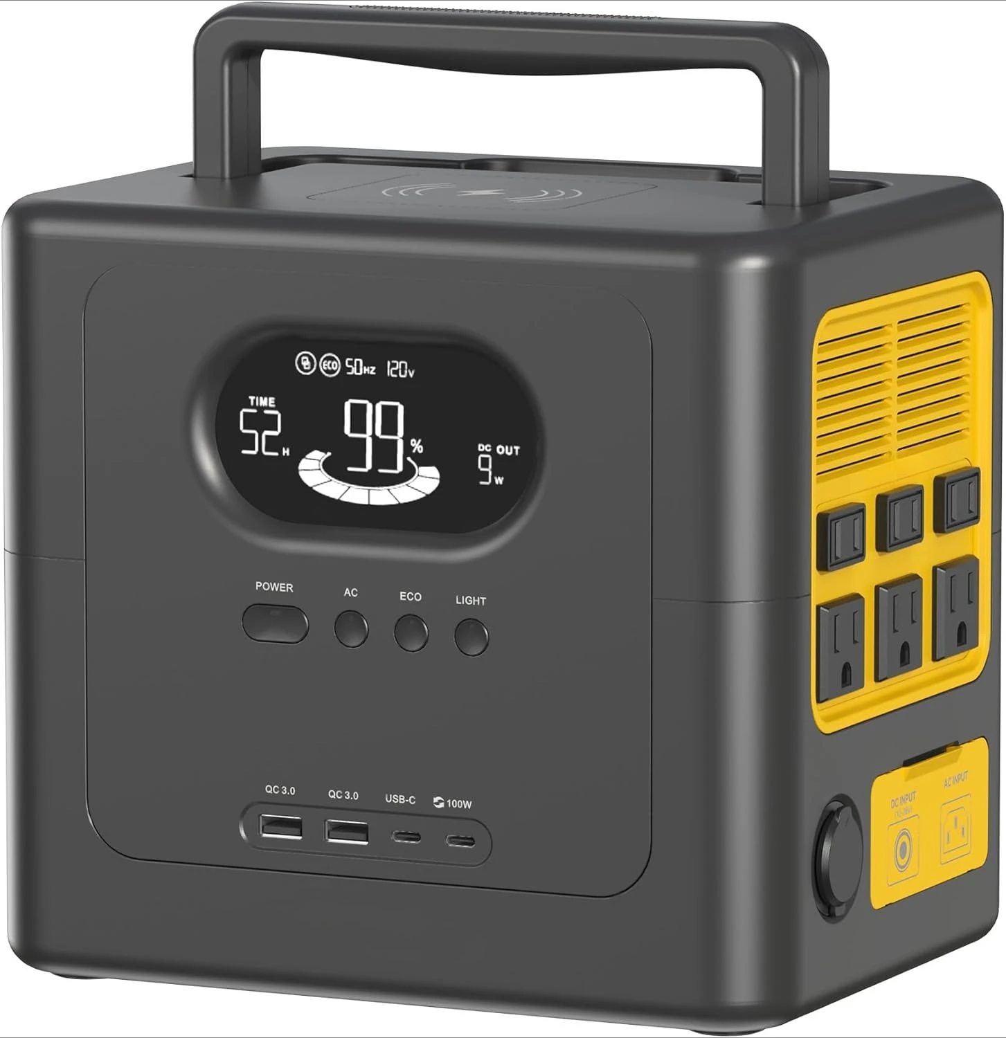 

600W Portable Power Station, 560Wh Solar Generator with LiFePO4 Battery, 6 AC Outlets, 100W USB-C PD, Wireless