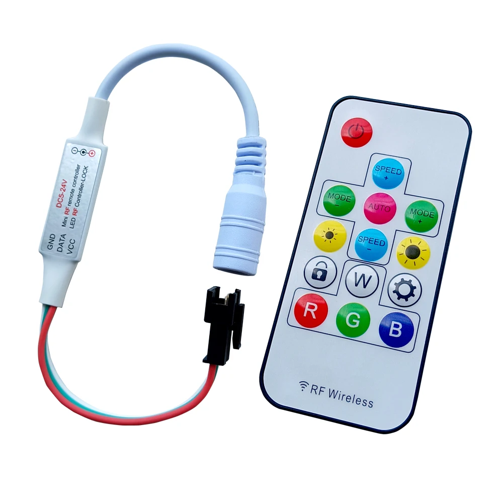 DC5-24V 14Keys LED Controller RGB Wireless RF Remote DIY USB/DC For WS2811 WS2812B Individually Addressable LED Strip Light