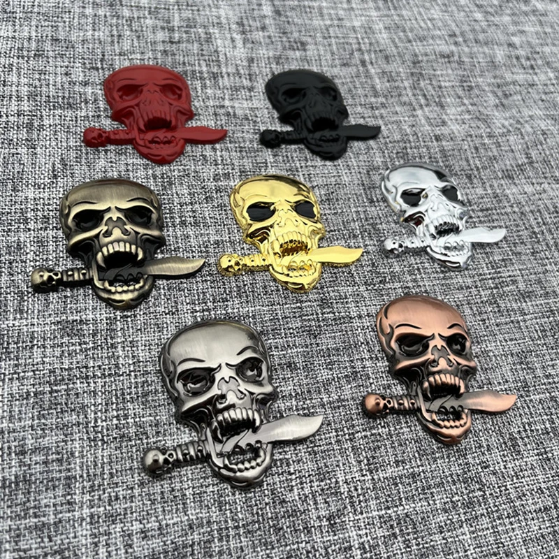 Skull Car Motorcycle Sticker Label Skull Sword Emblem Badge for BMW Audi Honda Toyota Ford Opel Car Styling Stickers Accessories