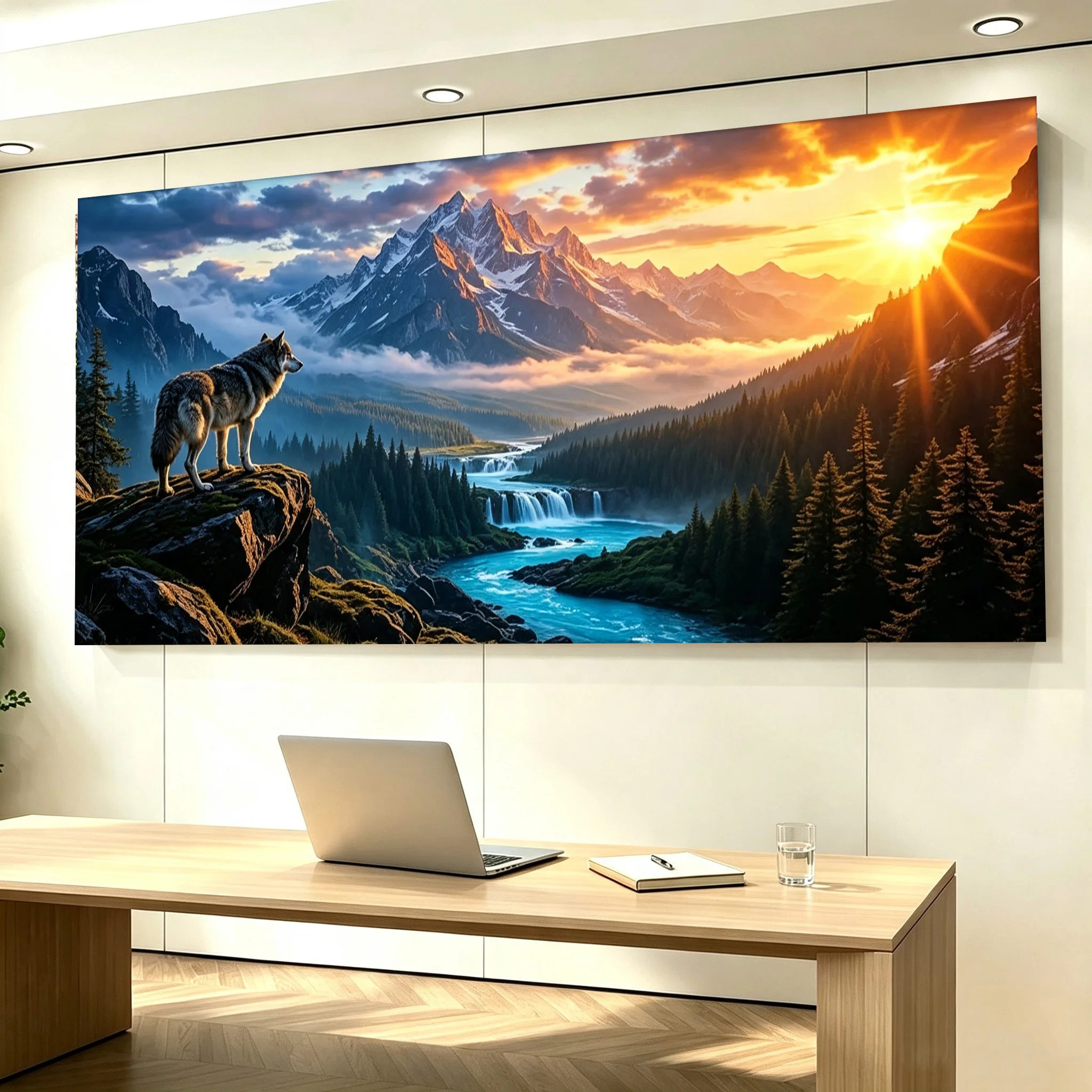 DIY Diamond Painting Kit Diamond Mosaic Sunrise Wolf Mountain Landscape Diamond Cross Stitch Handmade Abstract Art Decoration