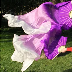 100% Silk 150cm Gradient Color Female Belly Dance Fan Veils Silk Bamboo Fan Performance Prop Stage Show Competition Costume