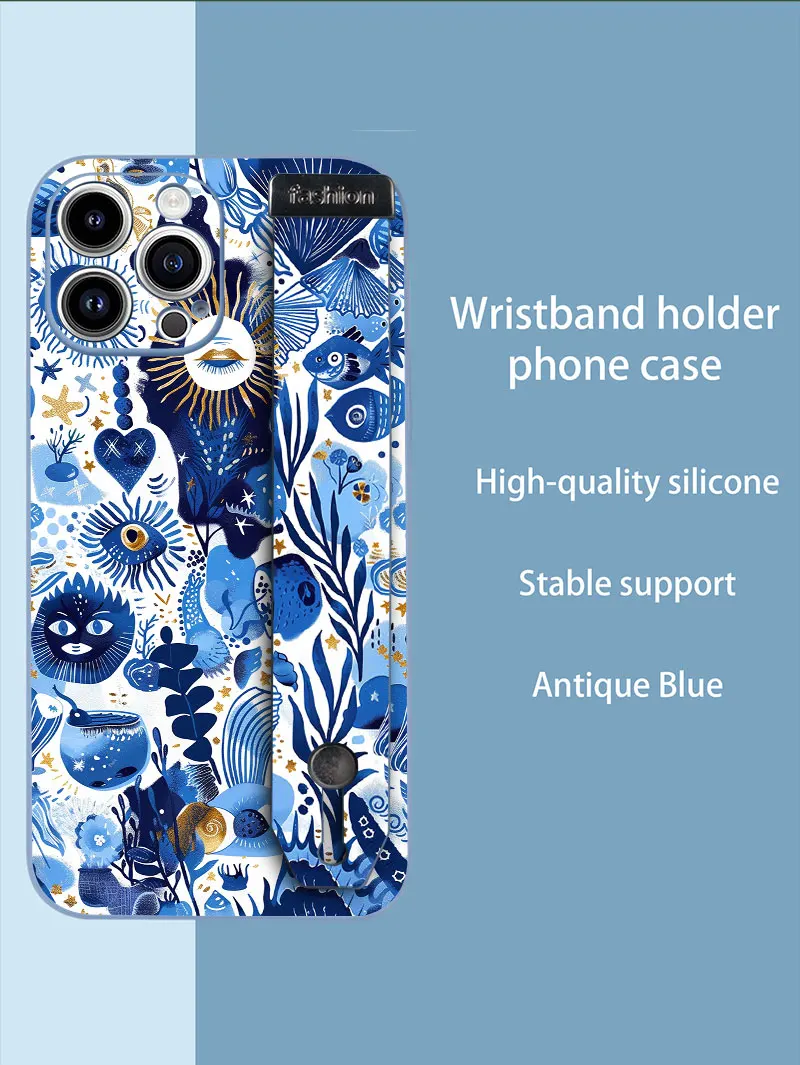 Luxo líquido silicone azul mau olhado pulseira caso de telefone para iphone 17 16 15 14 plus 13 12 11 pro max x s 6 7 8 se capa traseira