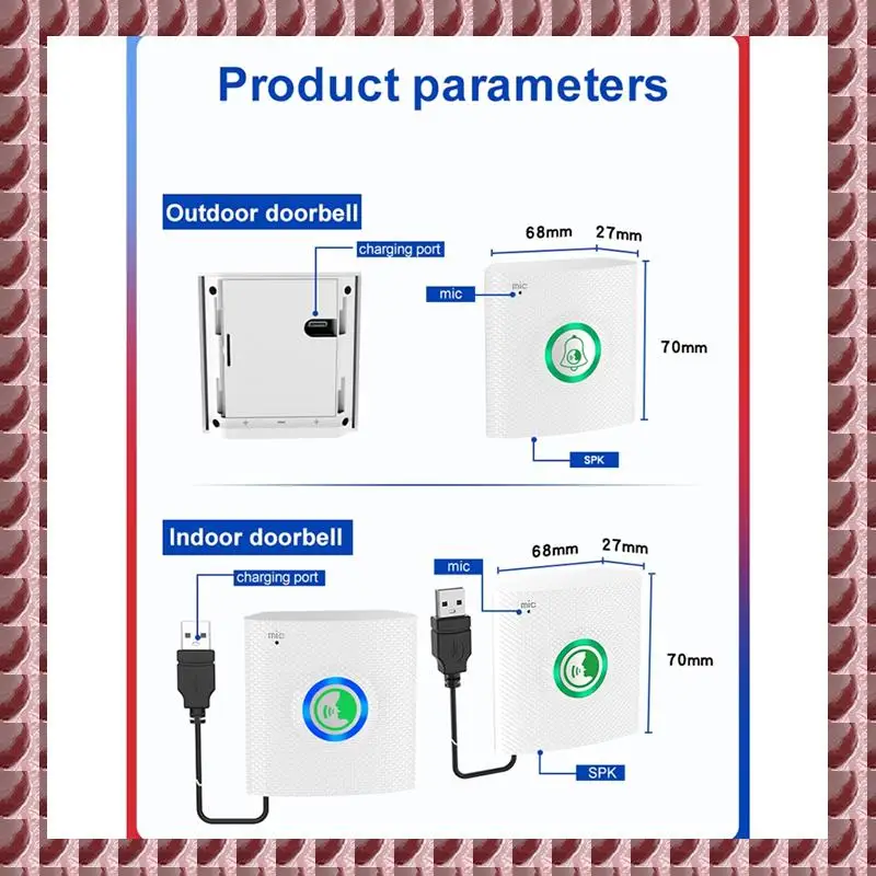 

A95G Wireless Long Distance Voice Intercom Full Duplex Door Phone Two Way Audio Doorbell Welcome Chime Elderly Bell