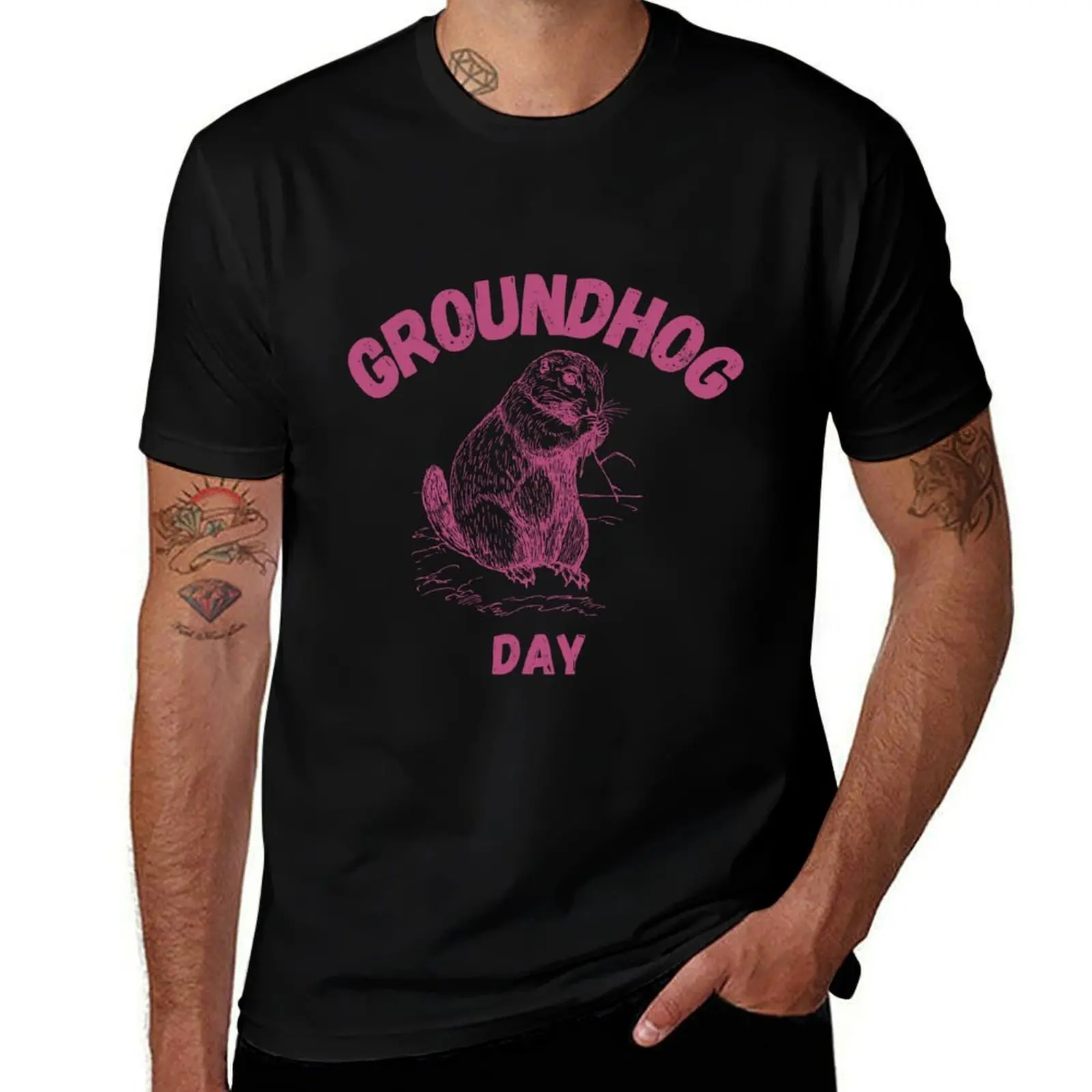

Футболка Happy groundhog Day, футболка с аниме, хлопковая футболка, мужская футболка