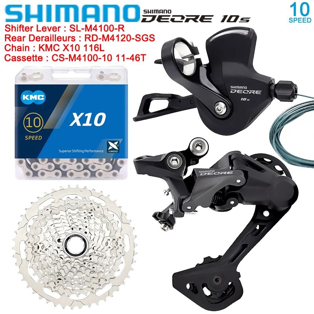 

SHIMANO DEORE M4100 1X10 Speed Kit for MTB Bike SL-M4100 Shifter RD-M4120-SGS Rear Derailleurs Groupset for MTB Bicycle Original