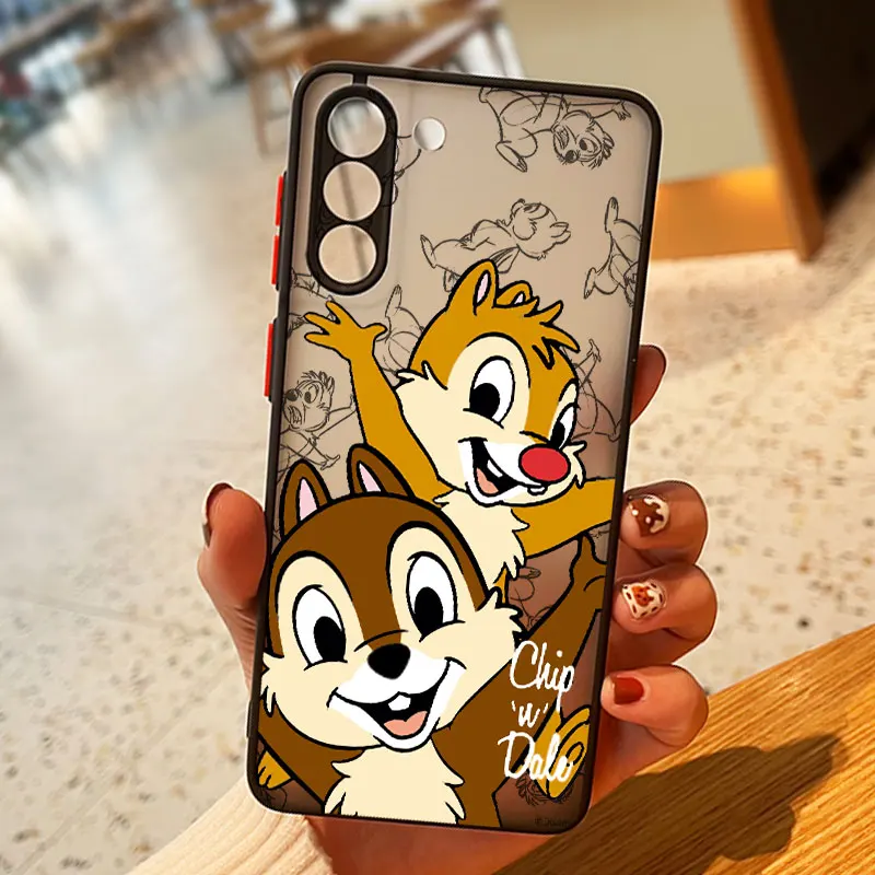 Chip \'n\' Dale Cute For Samsung S24 S23 S22 S21 Ultra S20 FE S10 Plus Lite 4G 5G Frosted Translucent Phone Case