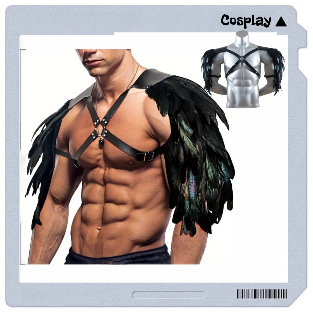 

Ретро средневековый кожаный плечевой доспехи с перьями, нагрудный ремень викингов, ролевая игра на Хэллоуин