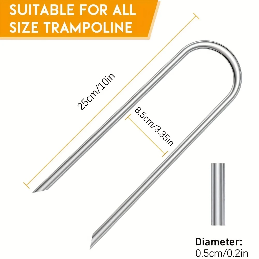 

Heavy-Duty U-Shaped Wind Stakes Galvanized Steel Ground Anchors Trampoline Stakes - Durable Anchor Kits for Secure Installation
