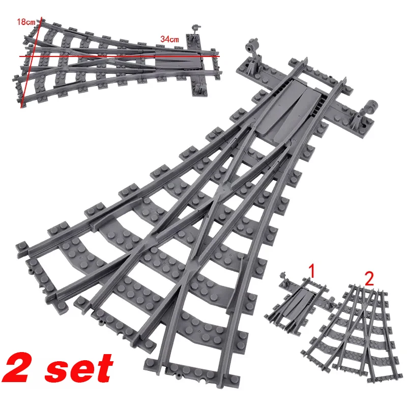 NONE NEUE Stadt Züge Flexible Gleise Weiche Gerade Gebogene Schienen Schalter Baustein Kreative Modelle Eisenbahnen Spielzeug Für Kinder Geschenke 3