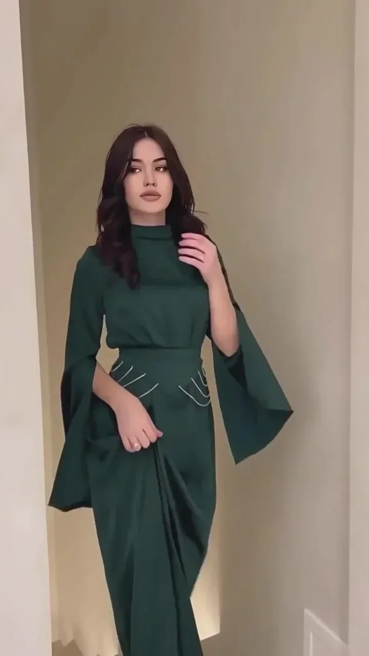 Elegante senhora cetim vestido longo meia gola alta alargamento mangas festa bodycon vestido streetwear sólido magro vestidos de noite para mulher