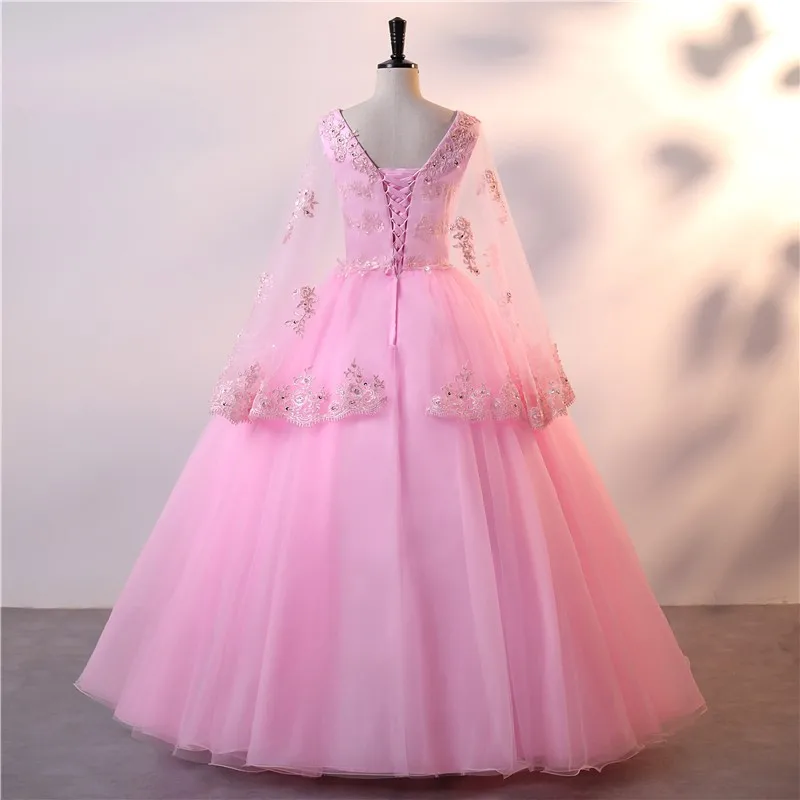 Pink Ball Gown Quinceanera Dresses Appliques Tulle Prom Birthday Party Gowns Formal Occasion Vestido De Anos 15 Sweet 16