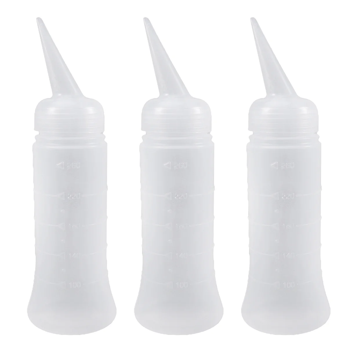 3pcs 260ml Refillable Empty Bottles Plastic Washing Bottle Graduated Bottle Medicine Container for Home Shop