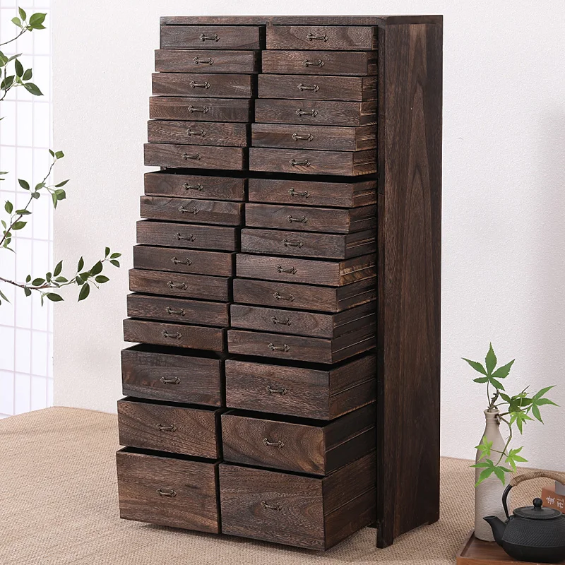 

*-For Solid wood Pu'er tea abinet storage tea set, multi-layer drawer, white tea, blak