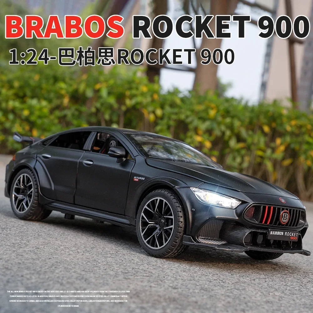 1:24 Mercedes-Benz BRABUS ROCKET 900 Street car version Alloy Metal Diecast Car Model Sound Light Car Collection Kids Gift Toys