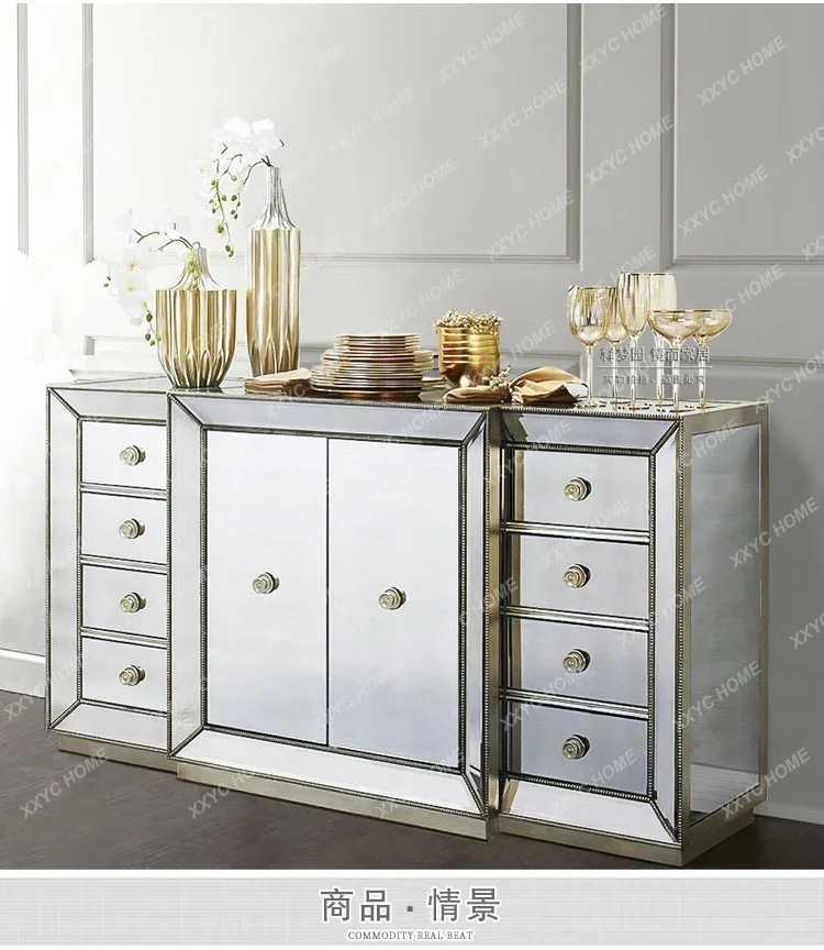 A European glass porch cabinet, foyer cabinet, living room partition , side cabinet, mirror furniture, neoclassical