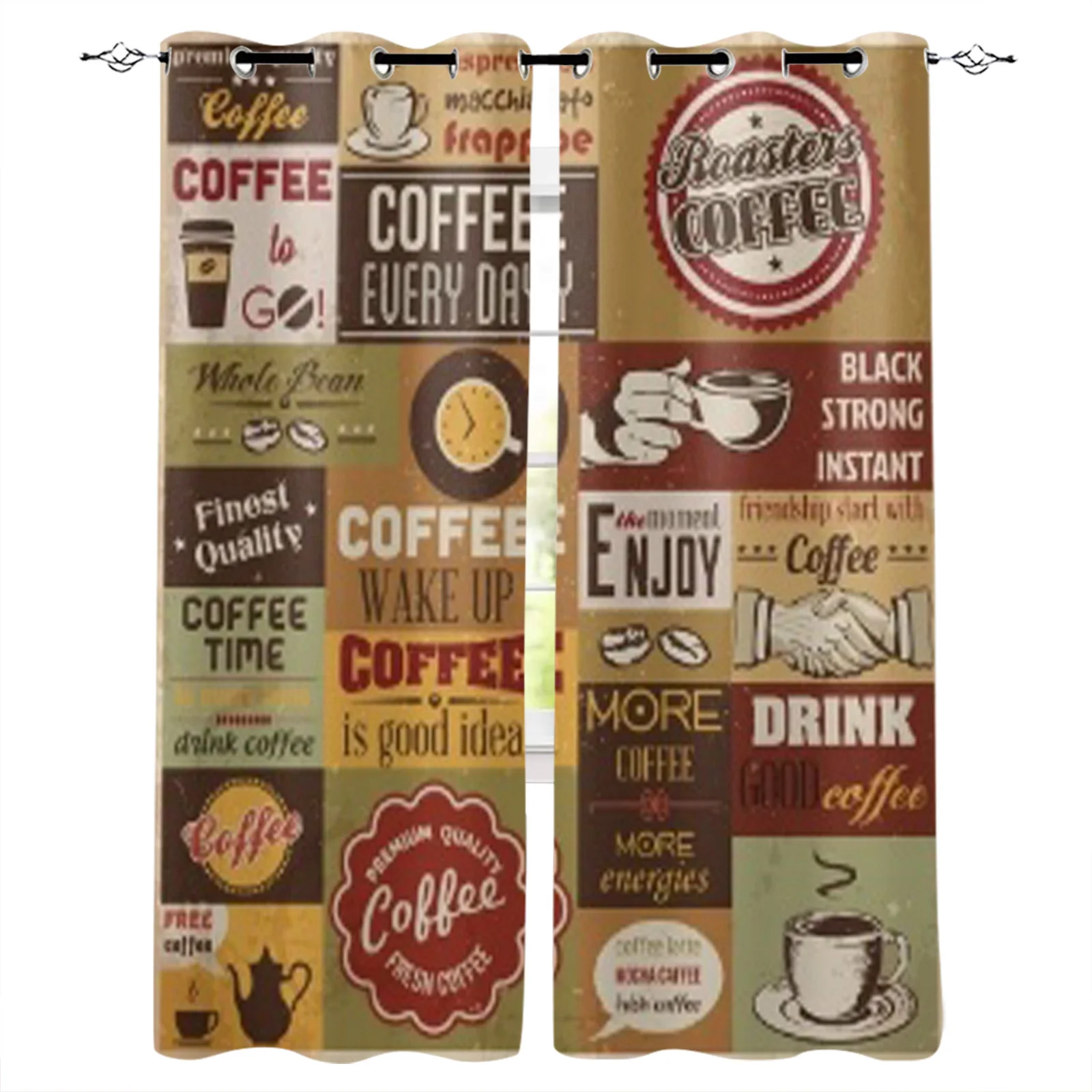 Collection Of Coffee Design Elements Window Curtain Home Living Room Decorative Home Textile Decoration Bedroom Curtains