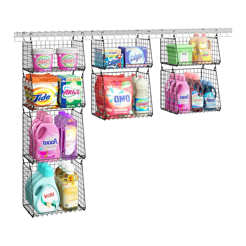 

Four-piece hanging laundry hanging basket Foldable laundry finishing line basket Save dryer rack space basket