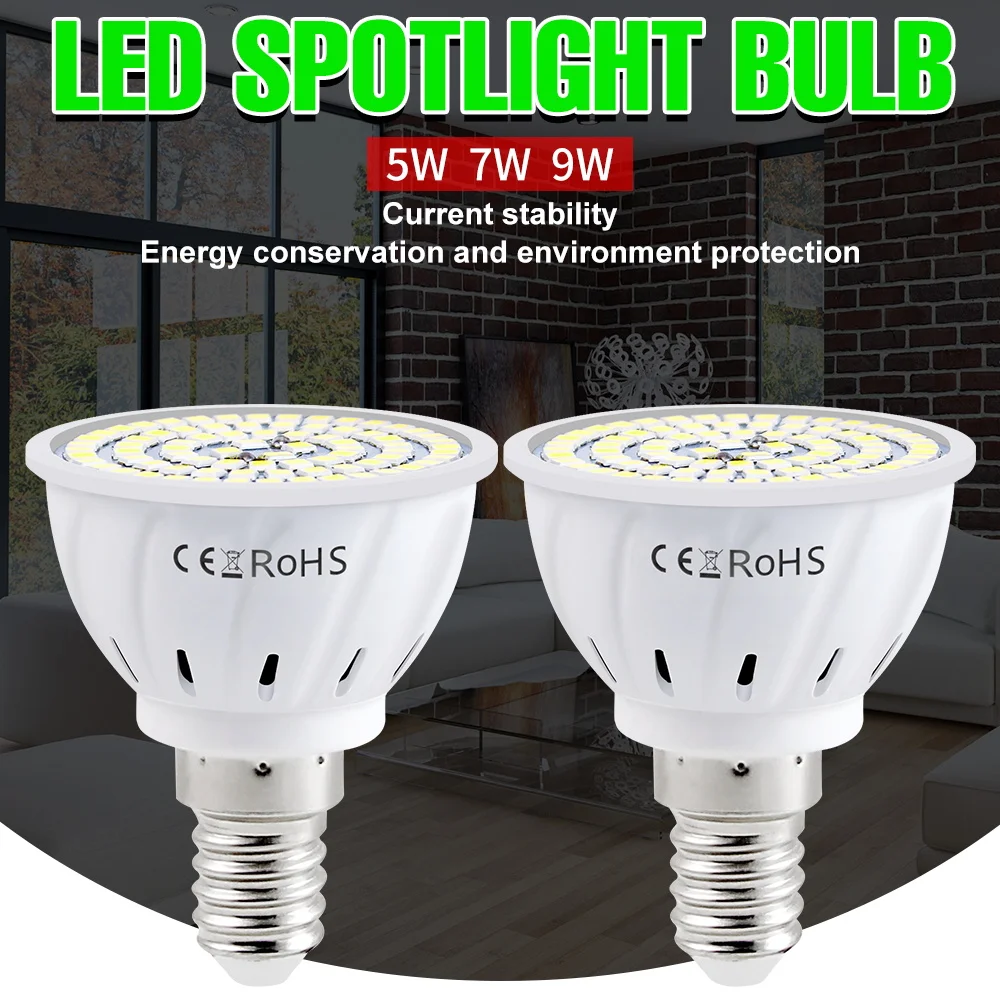 2Pack 9W LED Indoor Bulb 220V High Brightness Spotlight E27 Ceiling Bulbs GU10 Downlight E14 Corn Lamp Living Room Home Lighting