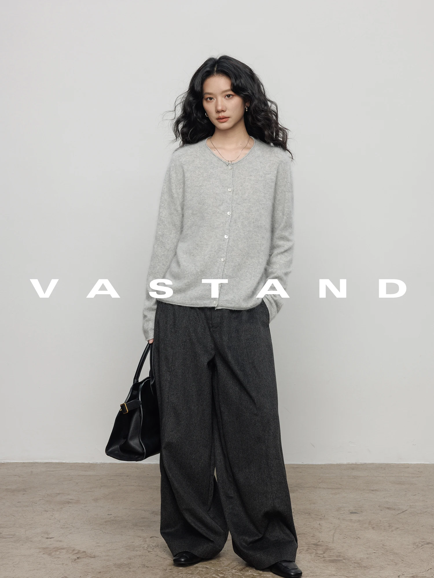 Vastand High Waist Wide Leg Casual Pants Women's Loose Fit Comfortable Polyester Blend Straight Cut Commute Friendly Trousers