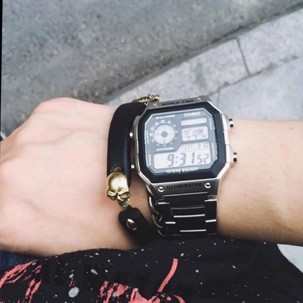 Casio Casio Watch Men's Retro Small Square Student Quartz Electronic Watch Official Authentic AE-1200WHD