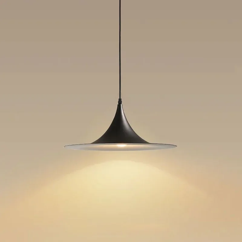 

Minimalist flying saucer single head dining room Chandelier Modern simple Nordic bedroom study Cafe bar lamp black and white