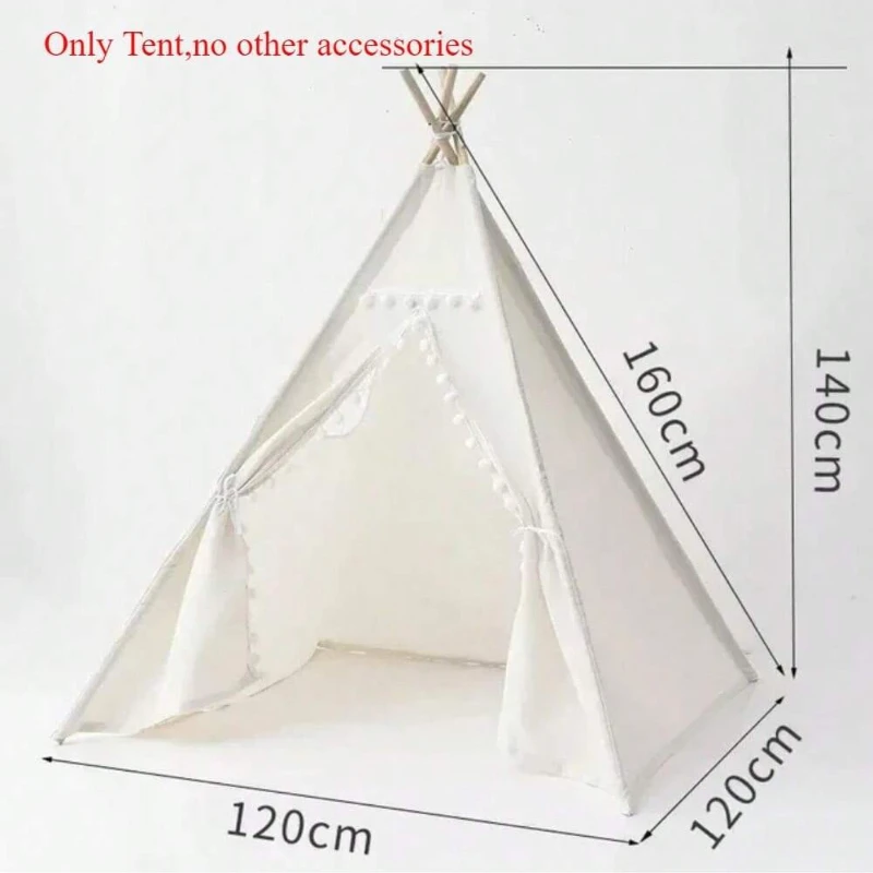 1.35and1.6m Kids Indian Tipi Tent - Portable Wigwam Play House, Child Teepee Infantil Castle for Girls & Boys, Playroom Gift