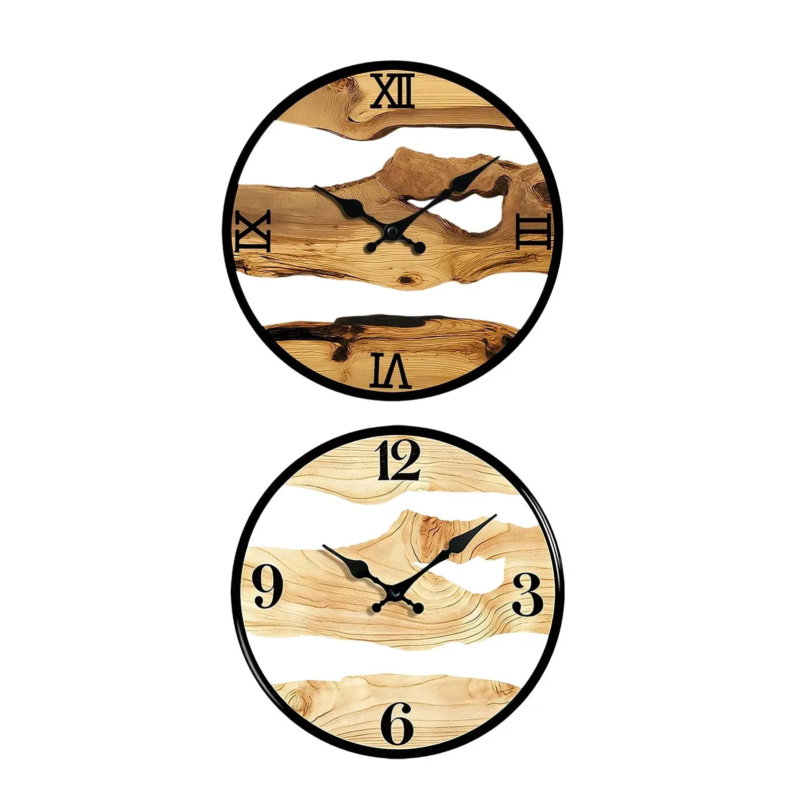Large Wooden Wall Clock Noiseless Vintage Round Wall Hanging Clock for Office Living Room Kitchen