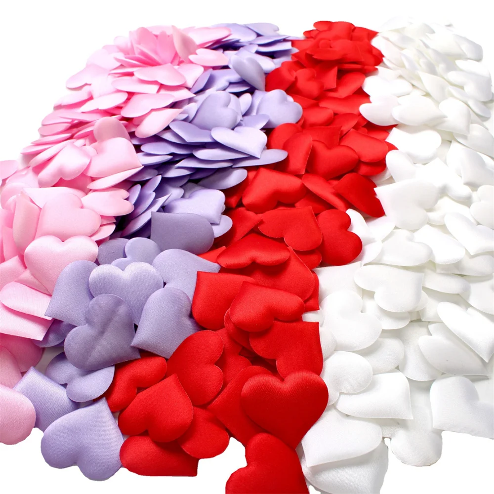 

100Pcs Padded Fabric Throwing Petals Love Heart Table Wedding Party Decoration Valentines Day Decorations Party Supplies