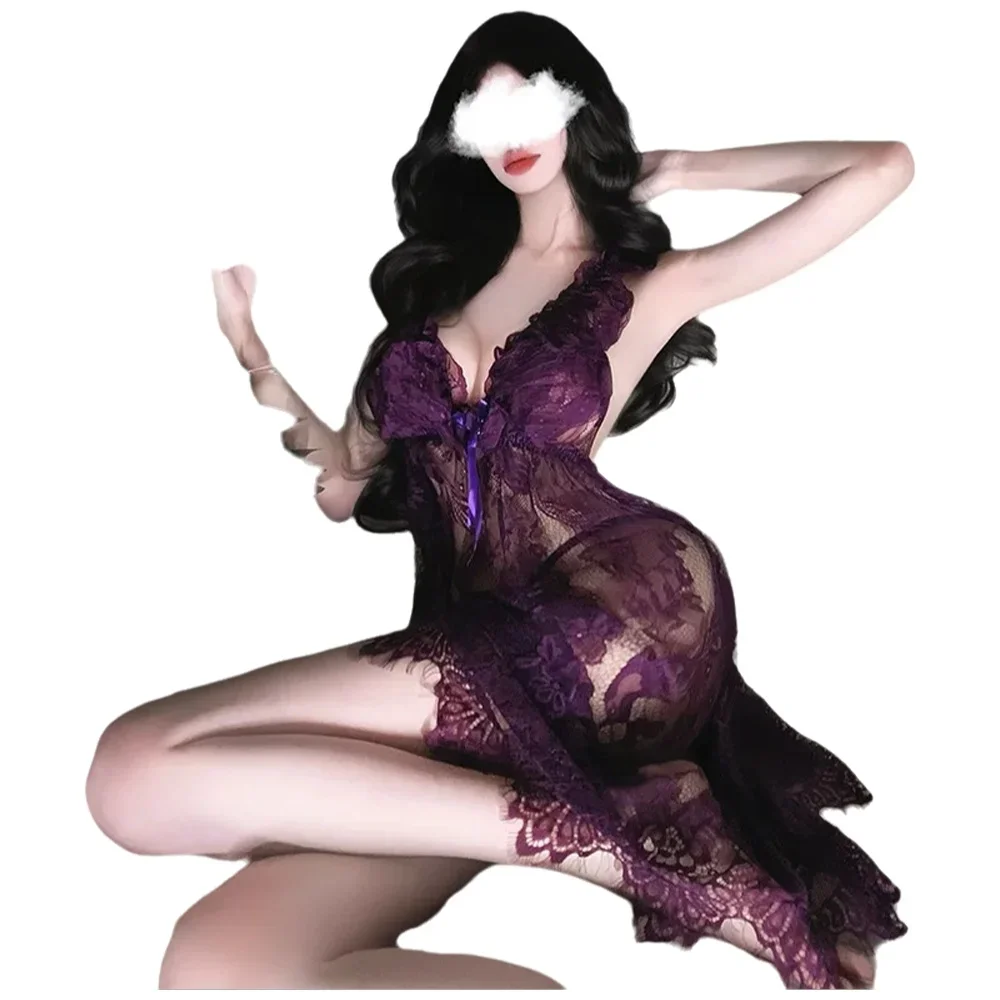 

Sexy Plus Size Lace lingerie set Chemise Nightgown Women's Sheer Lingerie Pajamas Set for Bedroom Valentines Day Gifts