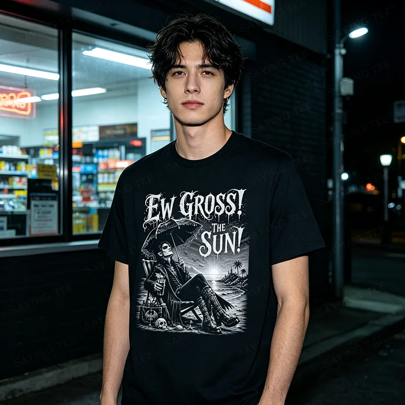 Ew Gross The Sun Gothic Vampire Lustiges Goth Sunny Beach T-Shirt Y2k Gruselige Ästhetik Fans Halloween-Kostüm Neuartiges Grafik-T-Shirt – Detail 6