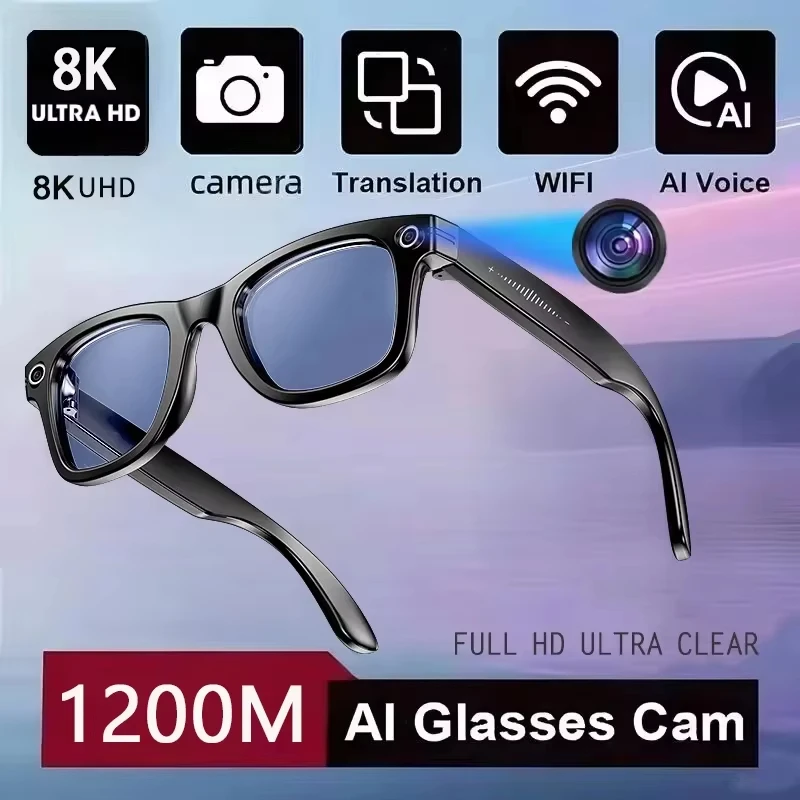 

New 800W Camera AI Glasses Men Color-Changing Smart Translation Glasses Photo Video Recording Waterproof Call Smart