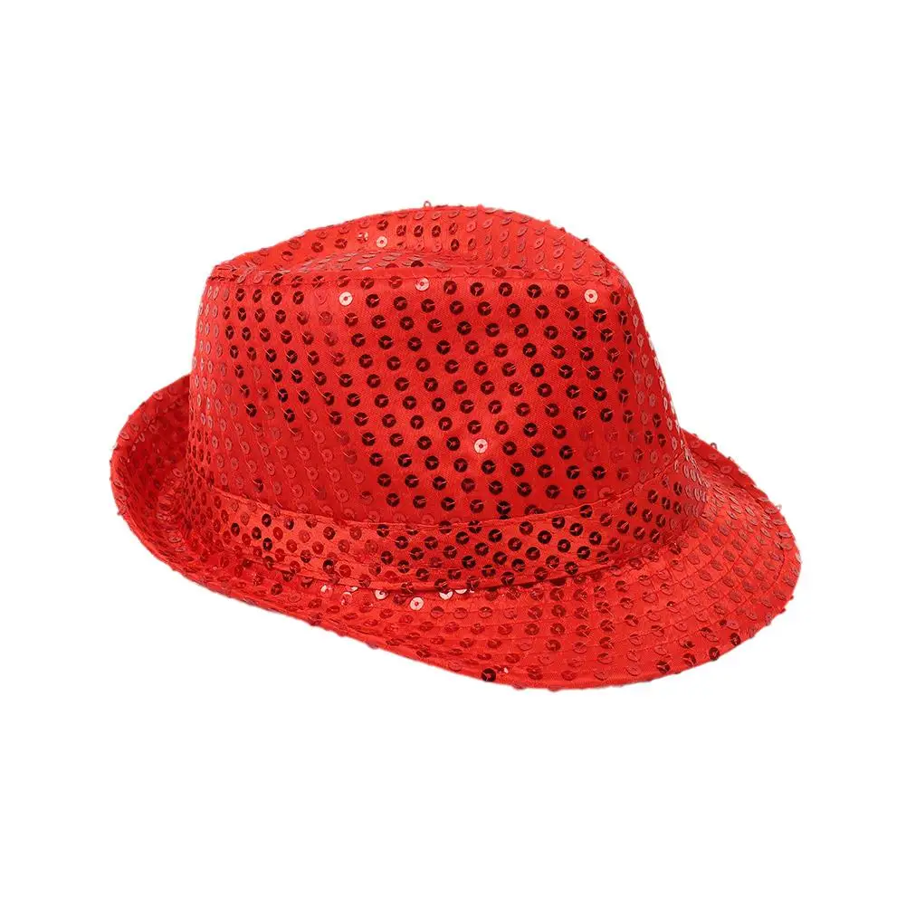 Sombrero de Jazz de Hip Hop Unisex, gorros de vaquero con purpurina para espectáculo de lentejuelas, disfraz de actuación, cuentas brillantes, payaso, mago