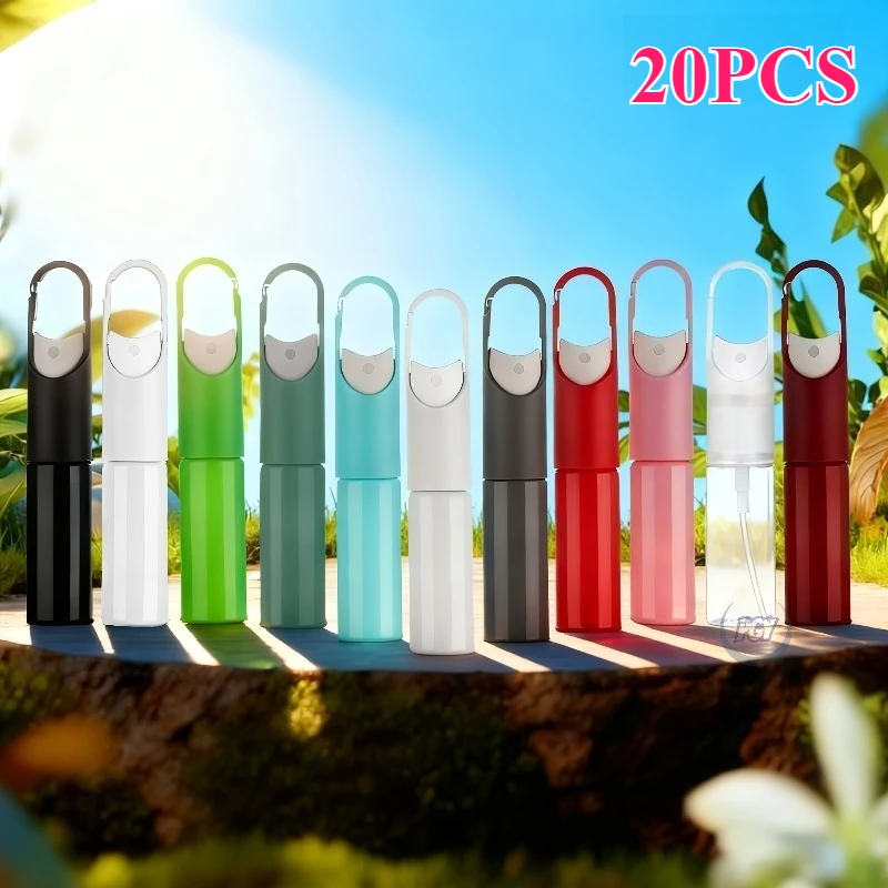 

20 шт. портативных мини-флаконов по 20 мл для духов и дезинфицирующего средства для рук с крючком, удобные для путешествий дозаторы для переноски духов