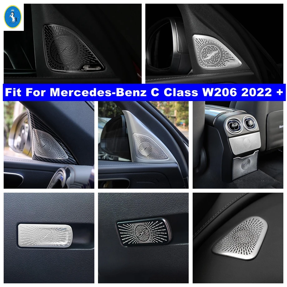 

Car Pillar A Speaker Audio Sound Dashboard Air AC Outlet Vent Cover Trim For Mercedes-Benz C Class W206 2022 2023 Black / Silver