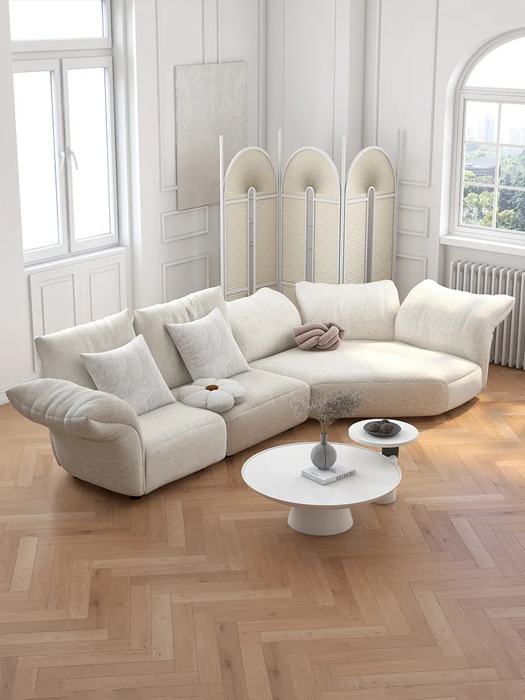 Petal Fabric Sofa Living Room Simple Modern Arc Light French Cream Style Shaped