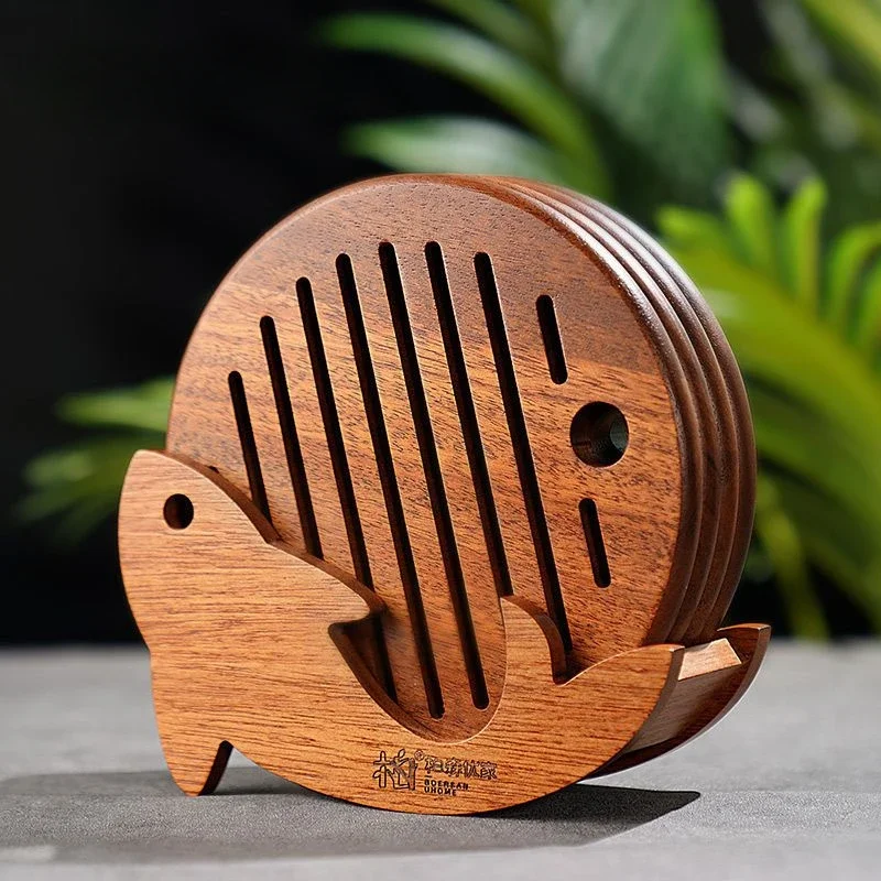Solid Wood Insulation Mat, Household Black Gold Sandalwood Light Luxury Style, High Aesthetic Pot Mat