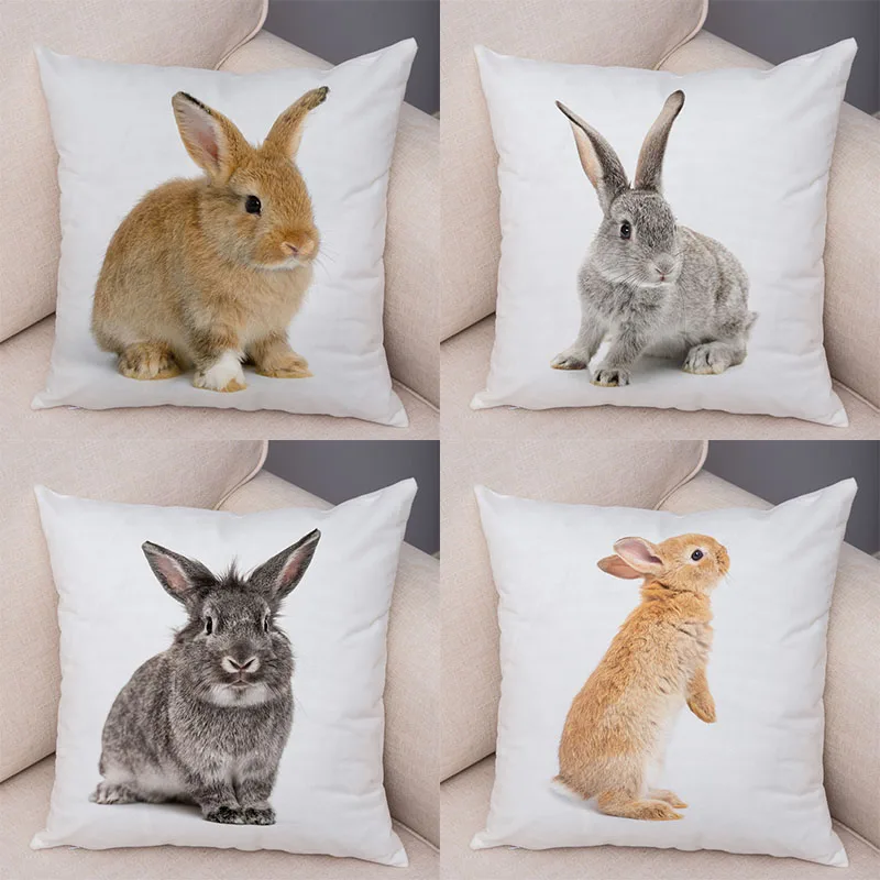 Home Decor Cute Rabbit Pillowcase Sofa Children's room  pet animal print cushion covered with polyester pillowcase 45x45cm