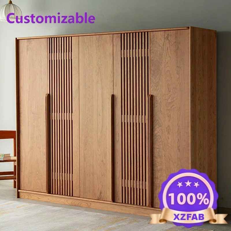 Customizable Nordic Cherry Modern Minimalist Wardrobe