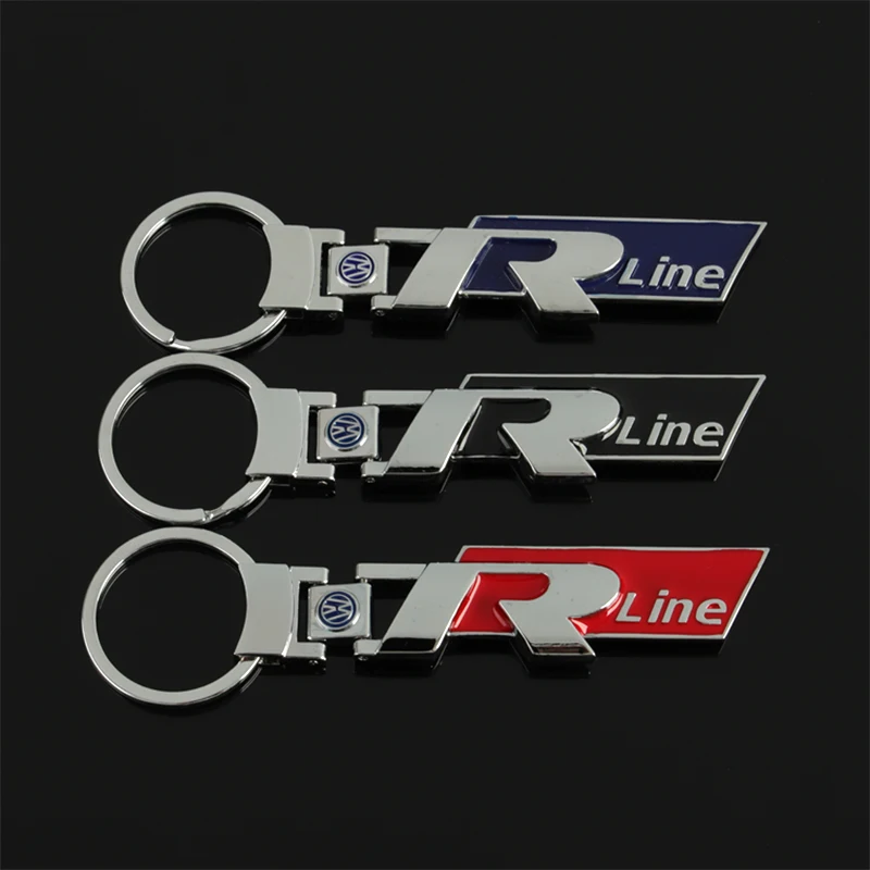 1pcs Metal Car Keychain Pendant Double sided Key Ring Chain for Volkswagen VW R line Golf 7 MK7 Golf 6 MK6 Tiguan Polo CC Jetta