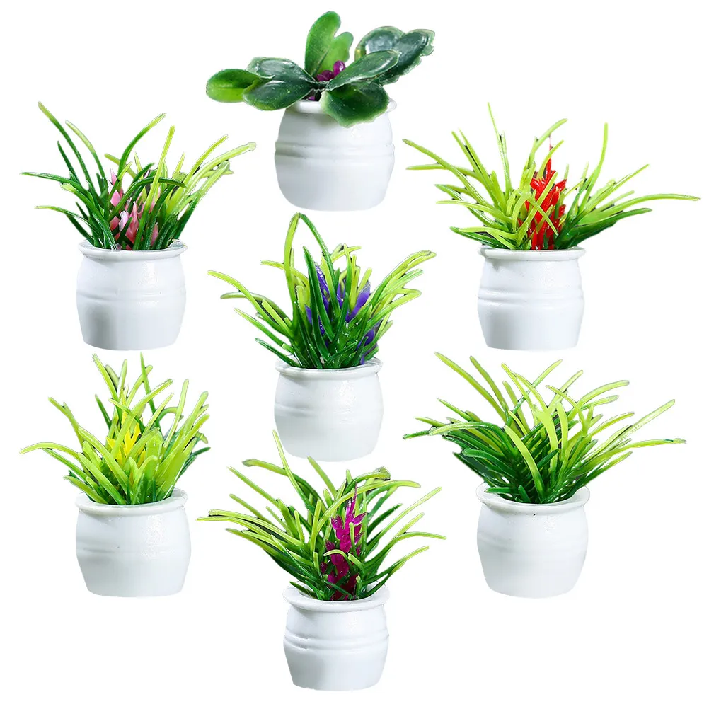 

Набор из 7 миниатюрных украшений для бонсай: смоляные фигурки, крошечные растения в горшках, декор для дома и рабочего стола, миниатюрный ландшафтный декор, DIY-модели бонсай