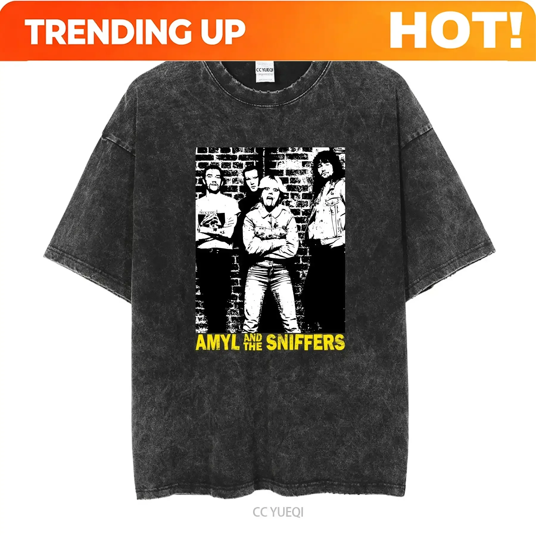 Customization Shirt Vintage Amyl And The Sniffers Black Cotton T Shirt H54846 Long Or Short Sleeves Vintage Washed Versatile Str