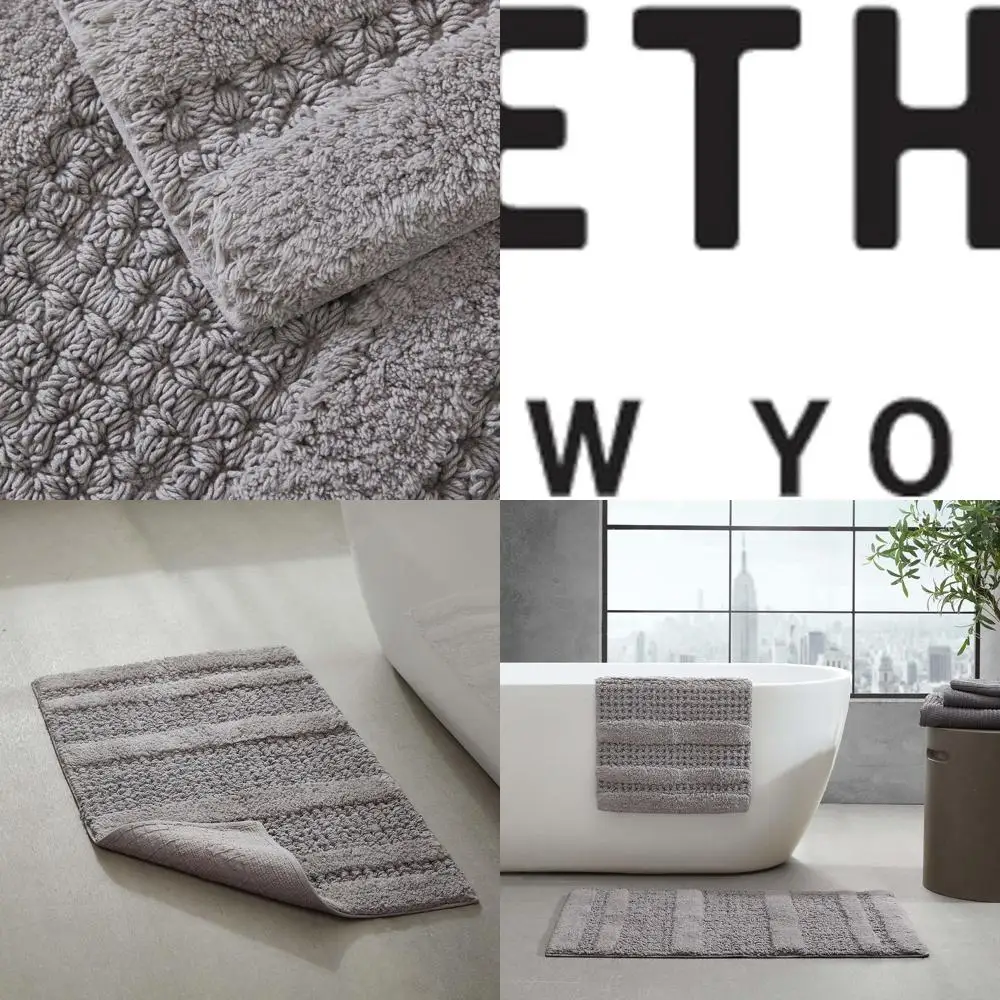 

2-Piece Waffle-Weave Cotton Bath Rug Set - Soft, Absorbent Grey Decor