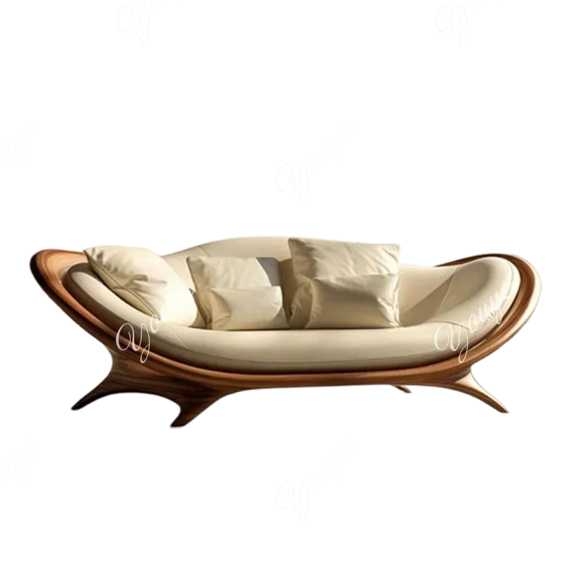 SsL-J Washable White Nordic Sofa Wood Adults Reclining Lounge Double Chaise Couch Living Room Bedroom Lazy Divano Letto Furnitur